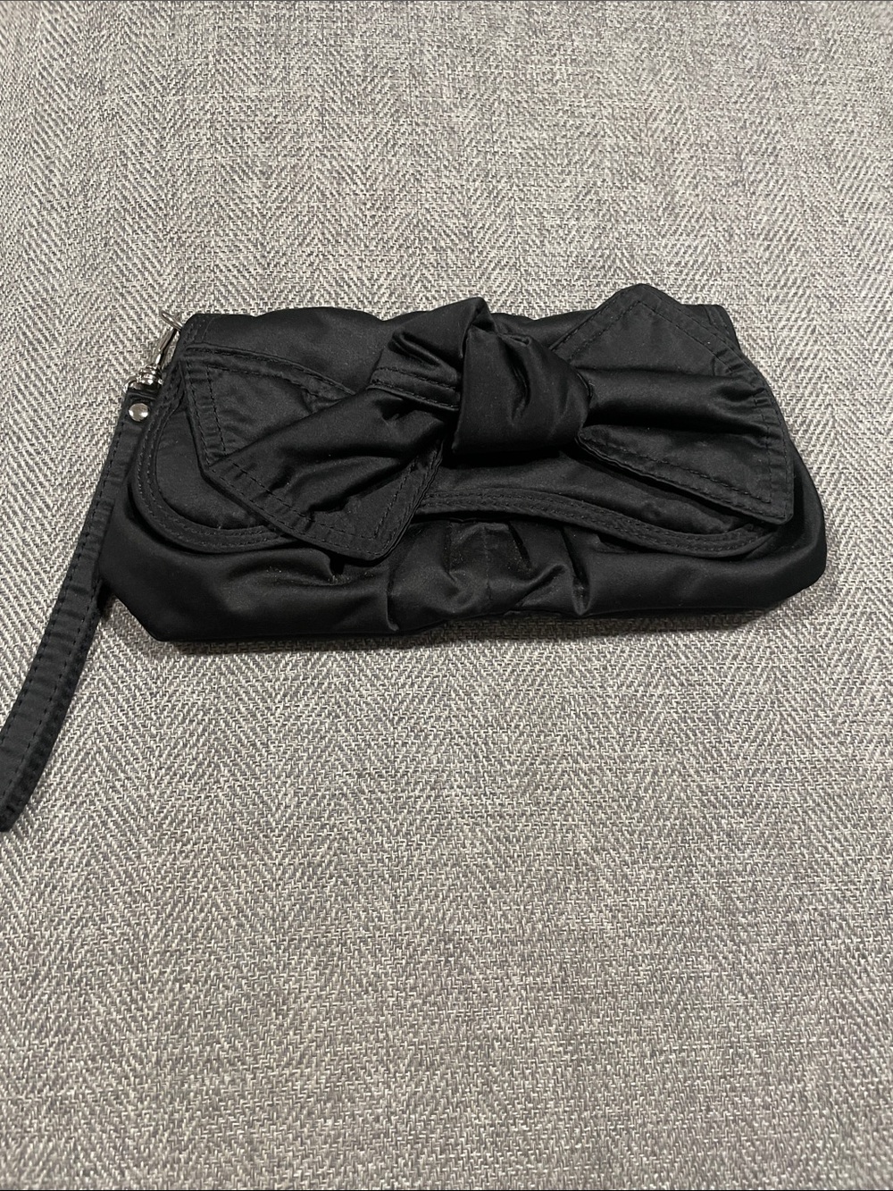 Black Bow Accent Wristlet Clutch